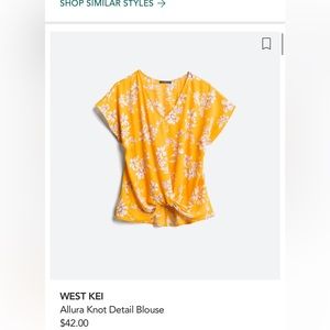 West kei, yellow flower knotted blouse, size XXL